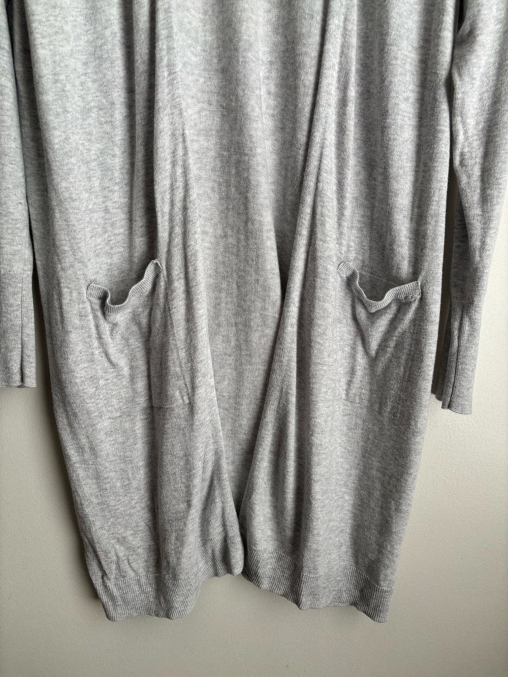 Old Navy Open Front Cardigan Large Gray Lightweight Duster Long Sleeve Pockets - Picture 3 of 15